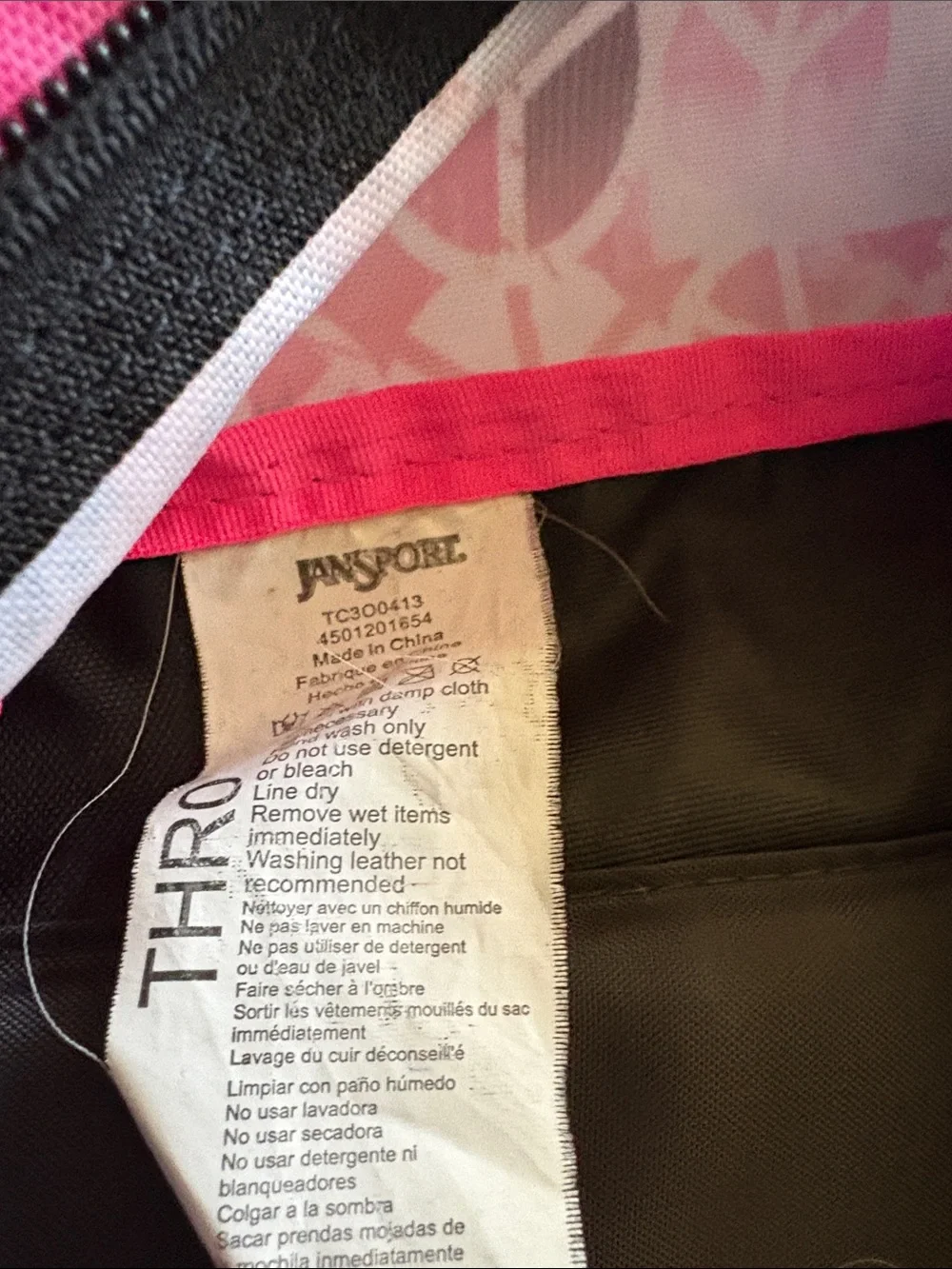Jansport Pink Peace Sign Pattern Backpack with Purple & Blue Accents